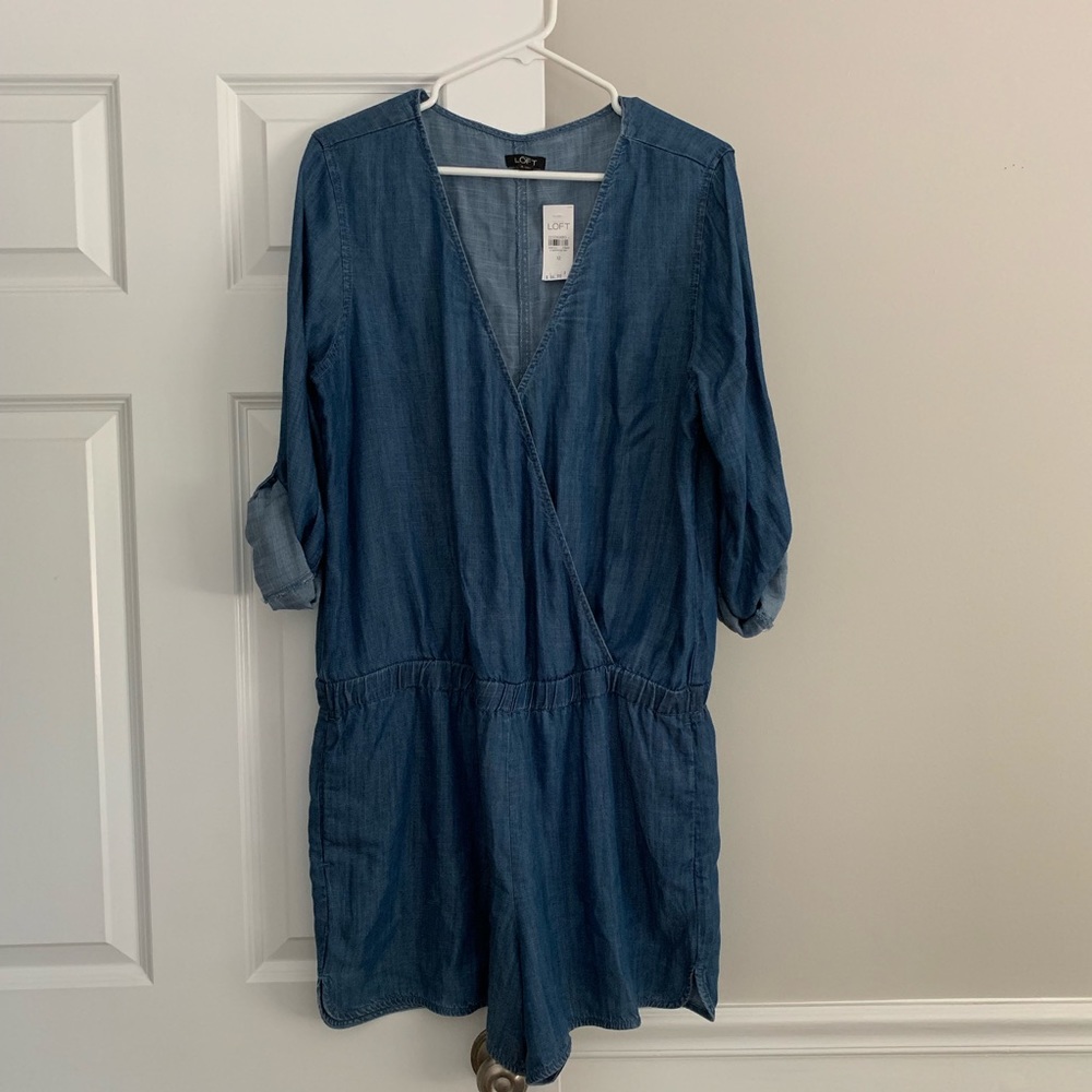 LOFT Chambray Shorts Jumpsuit - NWT - Size 12
